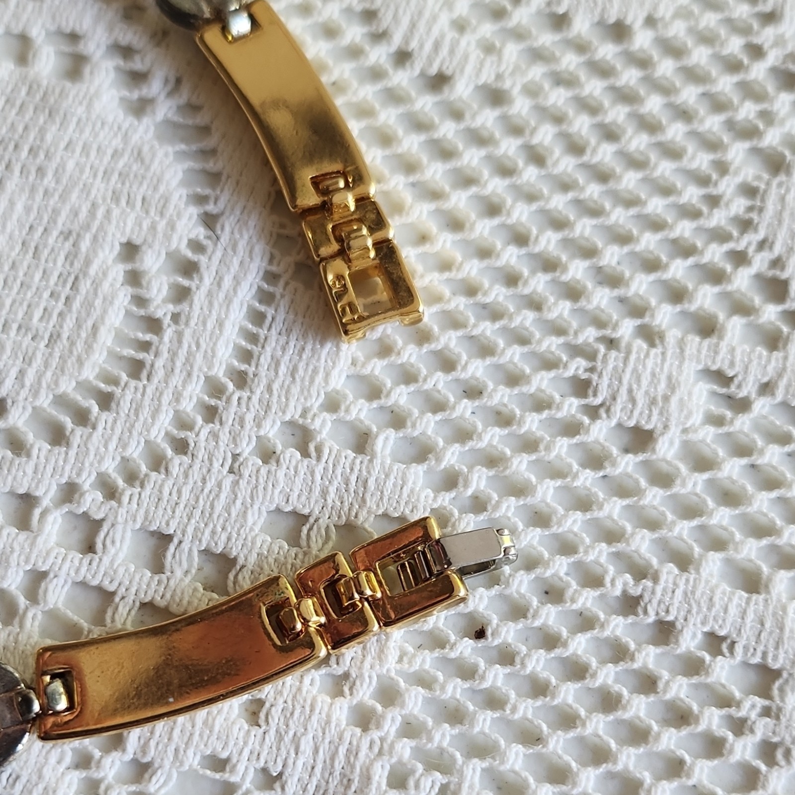 Gold & Silver Tone Metal Bar Link Chain necklace with Box Clasp Closure