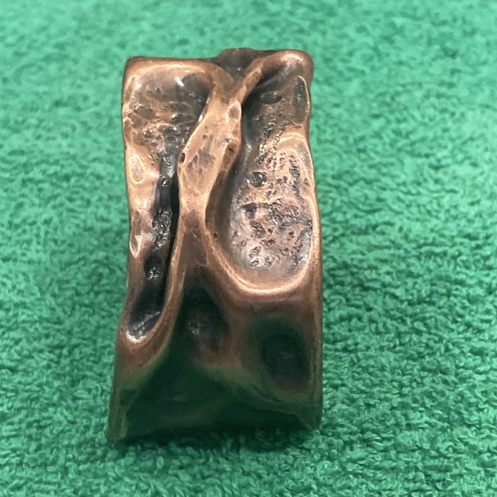 Wide Textured Copper Tone Open Cuff Bracelet, Adjustable.