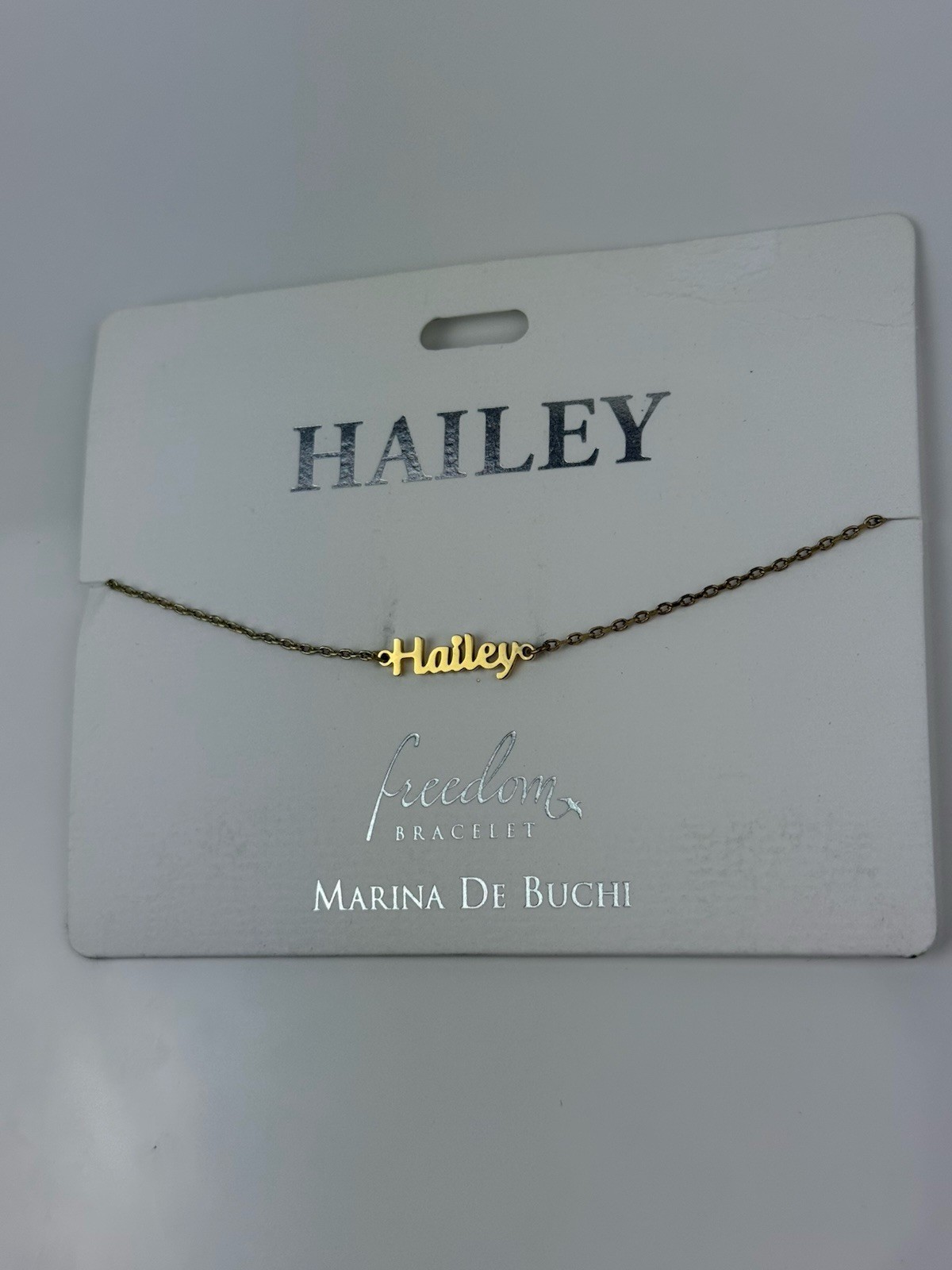 NEW Lumiela HAILEY Personalized Name Bracelet Nickel Free Gold Tone 6-8”