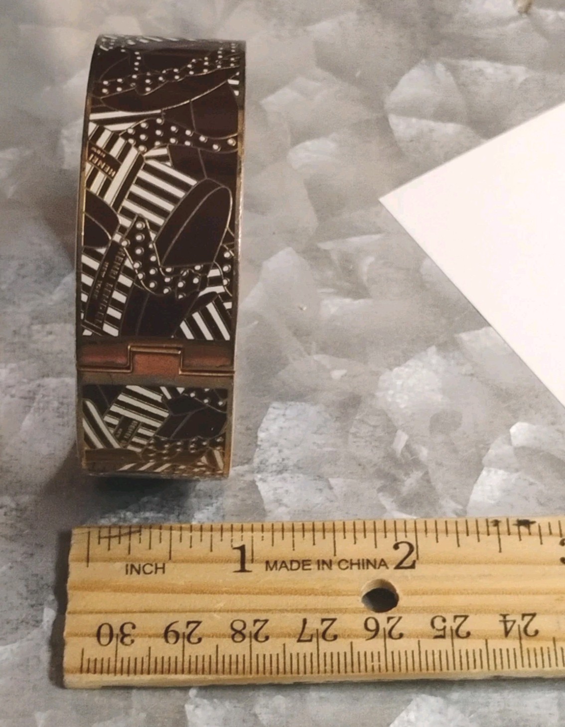 Designer HENRI BENDEL Golden/Red Brown Geometric Pattern AS-IS Pre-own Bracelet!