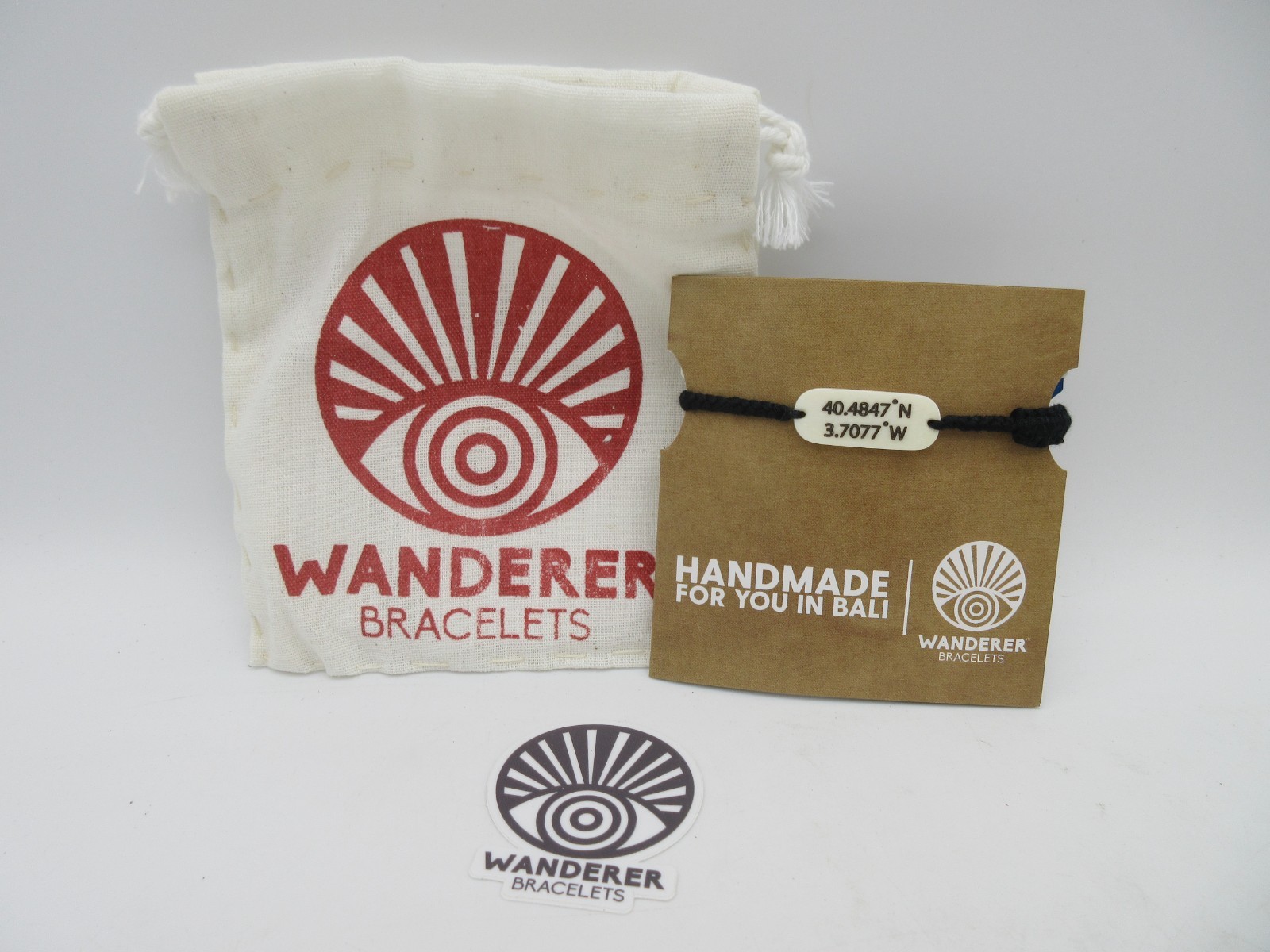 Wanderer Bracelets Madrid, Spain GPS Coordinates New In Bag w/ Sticker