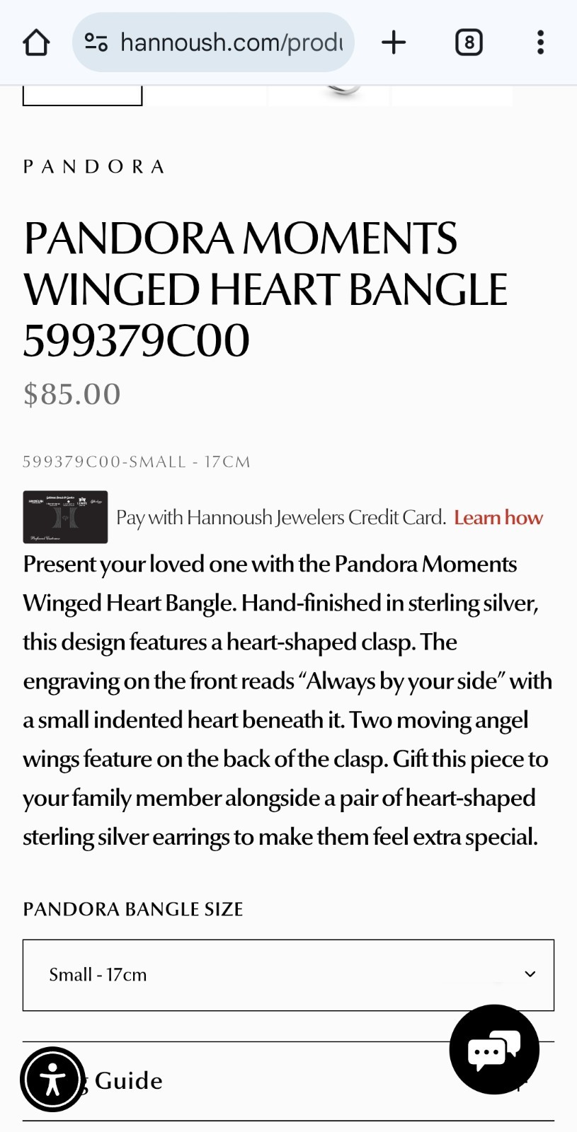 Authentic PANDORA 925 Silver Winged Heart Bangle Charm Bracelet 599379C00…