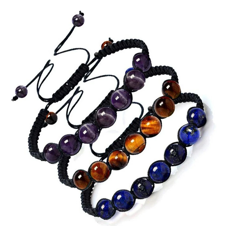 7 Chakra Healing Balance Beaded Bracelets Braided Stone Yoga Reiki Prayer Bangle