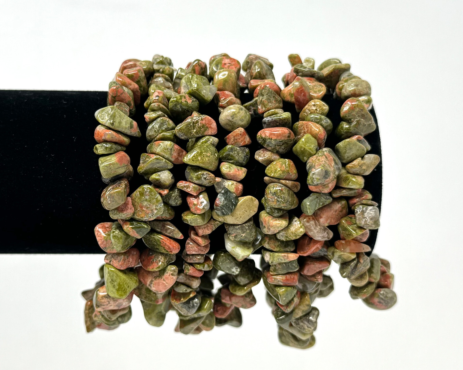 Unakite Chip Bracelet, Stretch: Raw Natural Unakite Crystals (US SELLER)