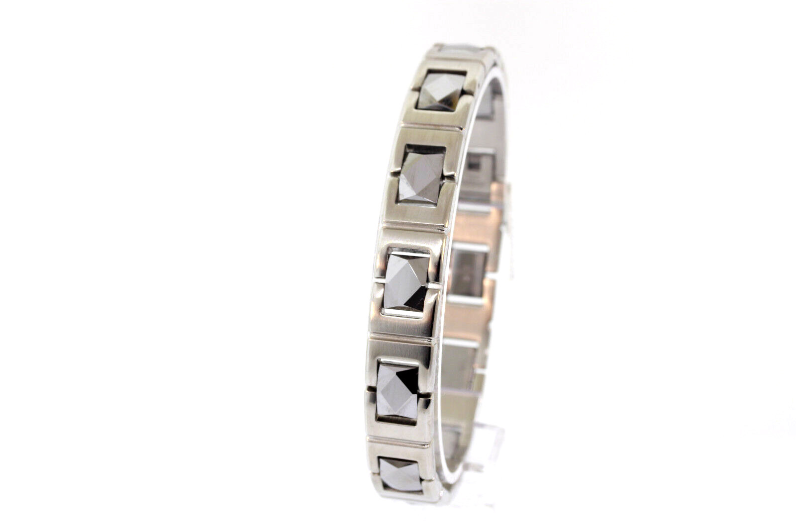 Men’s Stainless Steel & Faceted Tungsten Link 12mm Bracelet