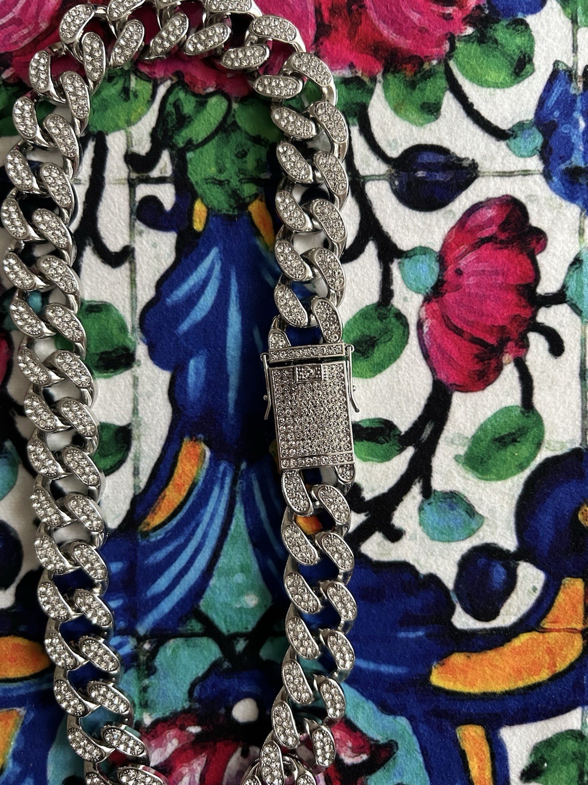 HEAVY SOLID 16MM SILVER CZ Cuban Link Chain 20”