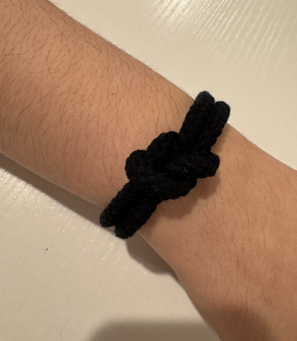 Nautical Knotted Rope bracelet with Silver Buckle (Black, Preowned)