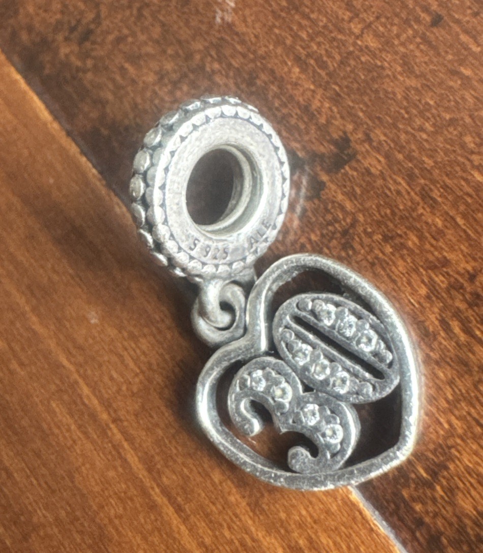 Authentic PANDORA 30 Years of Love Pendant Dangle Charm Anniversary, Birthday