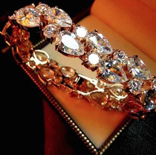 18k White Gold Filled Simulated Diamond Gemstone Tennis Bracelet Bridal Jewelry