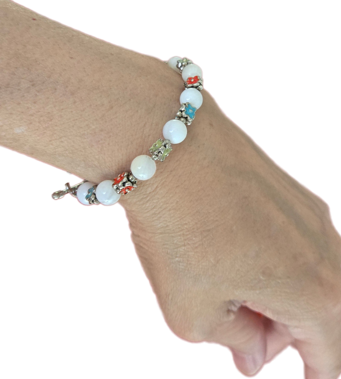 Wholesale Bracelets Lot of 12 Blue Silver tone Beaded Toggle Bracelet no stretch