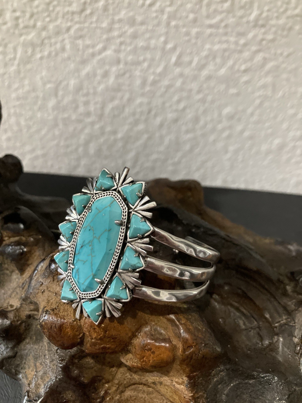 Kendra Scott Havana Turquoise Vintage Silver Cuff Bracelet Yellow Rose NWT