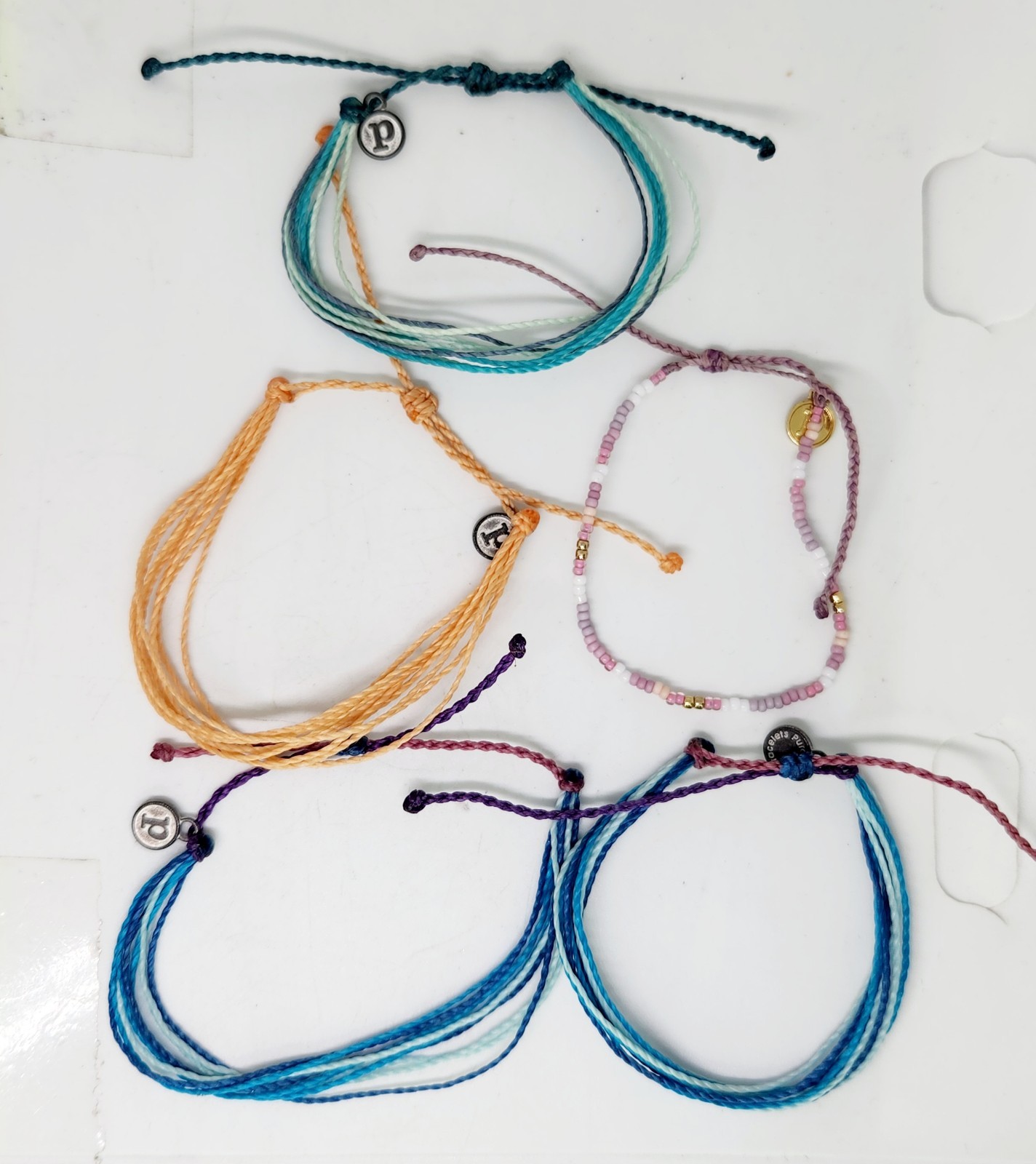 Pura Vida Lot Of 5 String Bead Waterproof Adjustable Bracelet Pack Surf Beach