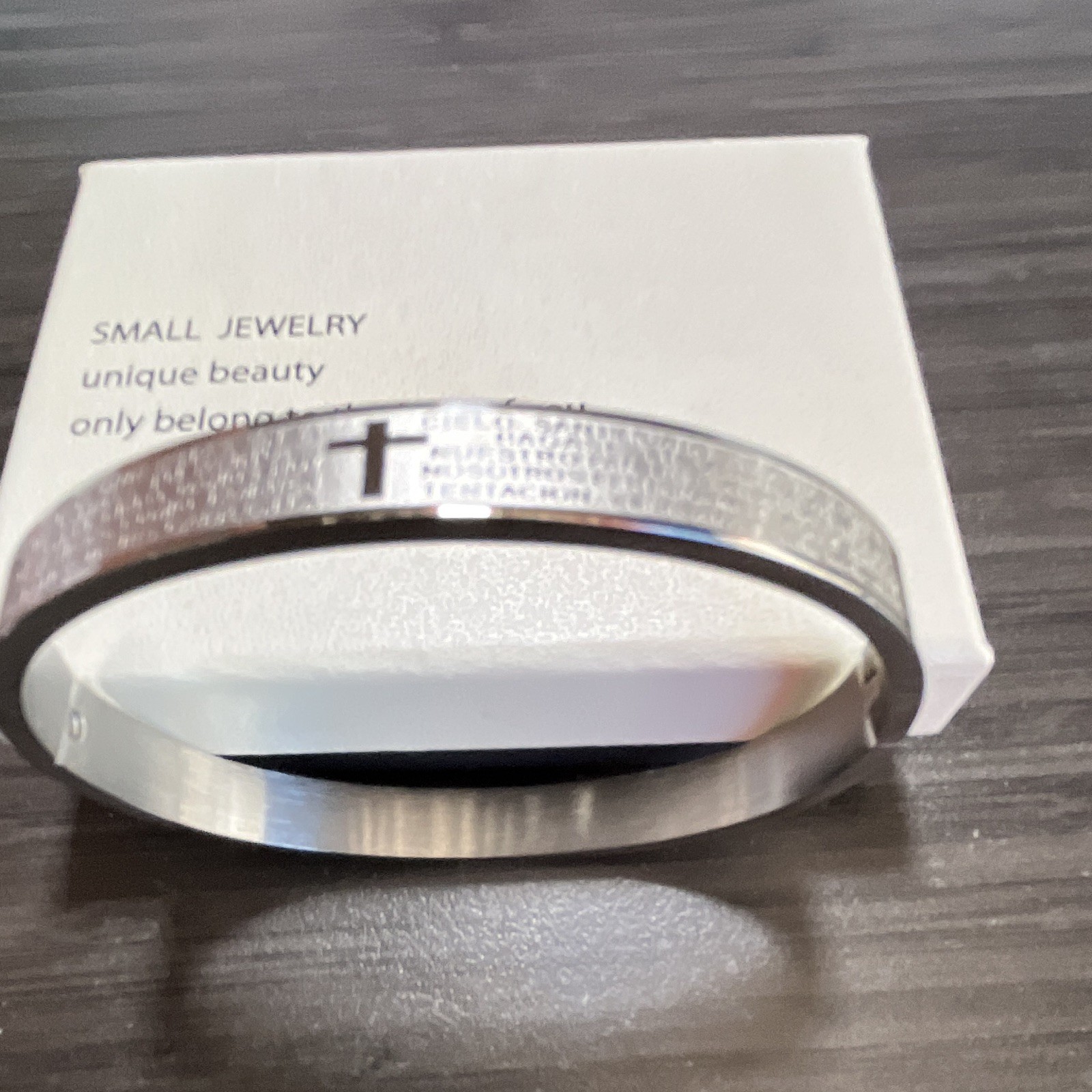 Religious Cross Scripture Hinged Bangle
