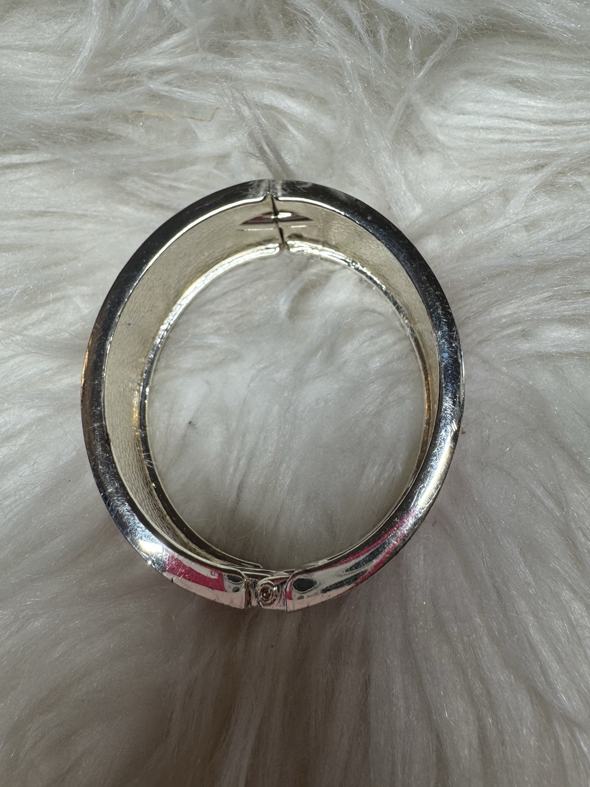 Wide Black Red Ivory Enamel Hinged Bangle Bracelet Silver Tone Fashion Jewelry