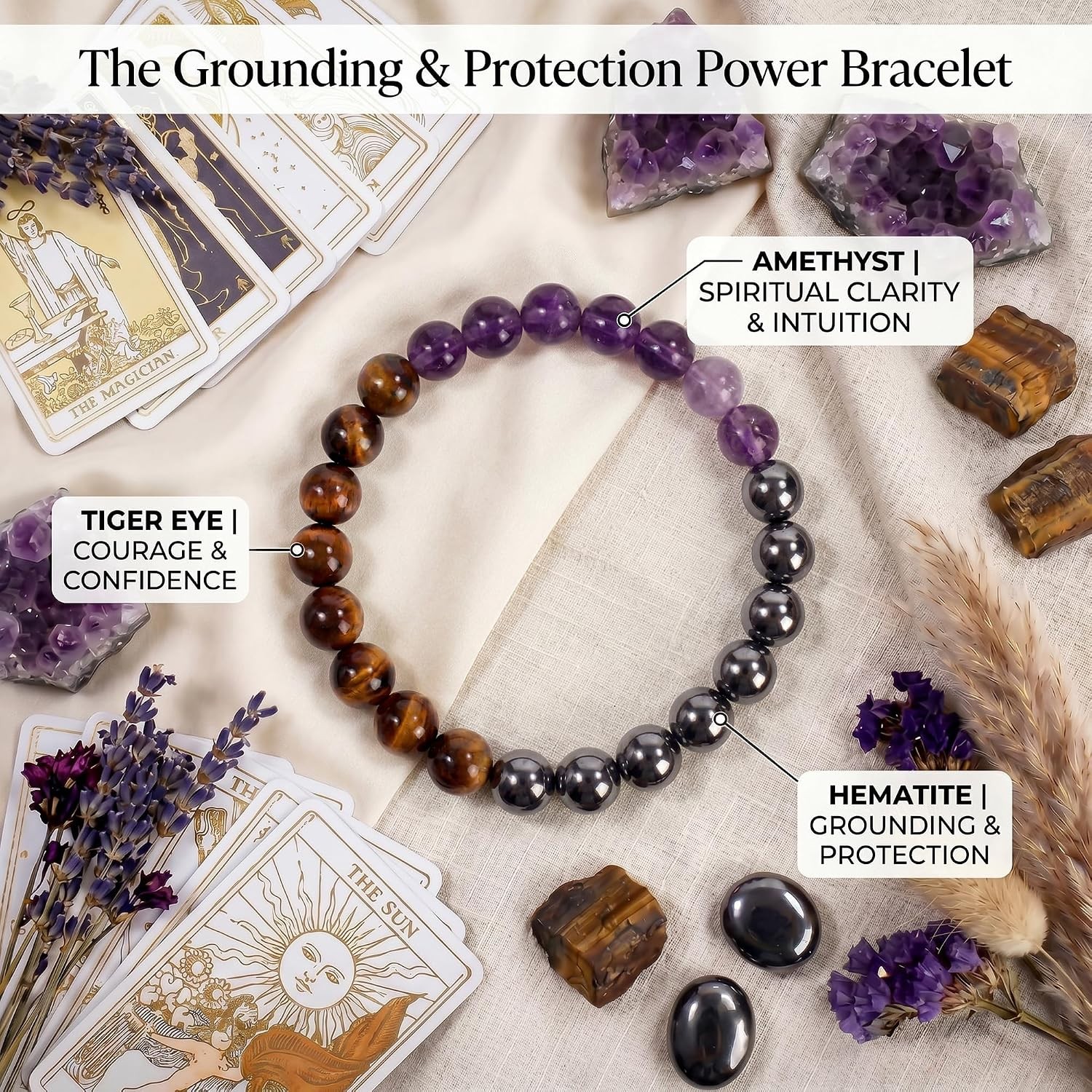Bivei Protection Crystal Healing Bracelet | 8MM Strength Bracelet Spiritual Stre