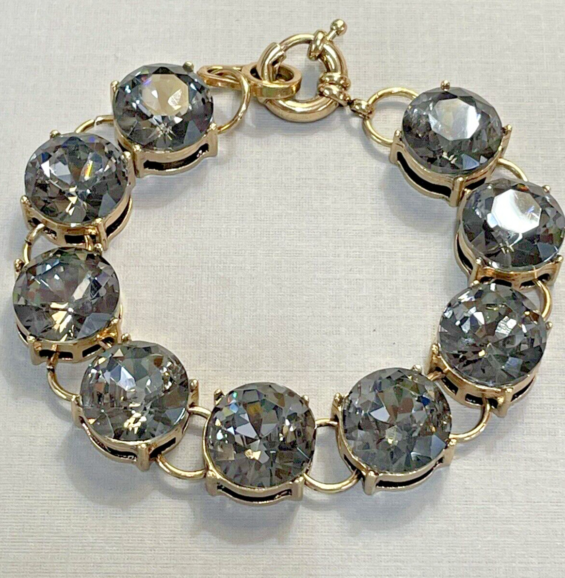 Bracelet Gray Crystal Gold Setting 15mm 7.75 Inch Fashion Women Jewelry NEW
