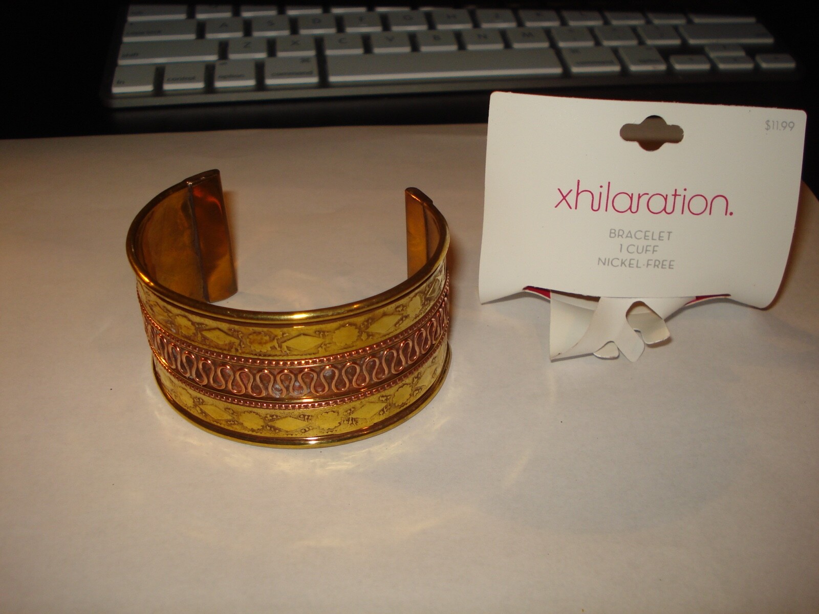 Large Wide Coppertone Brasstone Design Cuff New Nickel Free India