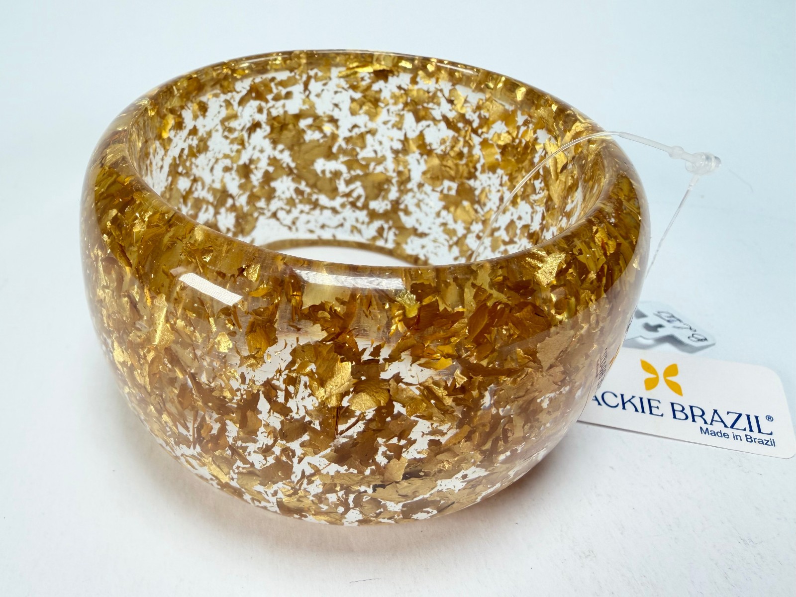 Jackie Brazil “Carmen” Gold Flakes 5cm Resin Bangle ( B2500 )