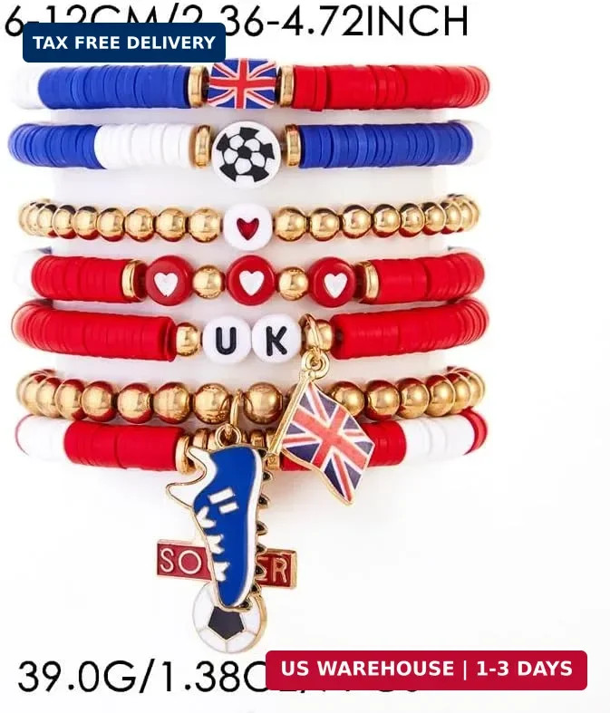 2026 Soccer World Cup Stackable Beaded Bracelet Game Day Cheering Soccer Stretch