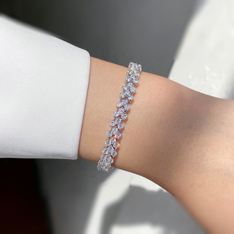 18k white gold gf made with Swarovski crystal sparkling roman tennis bracelet