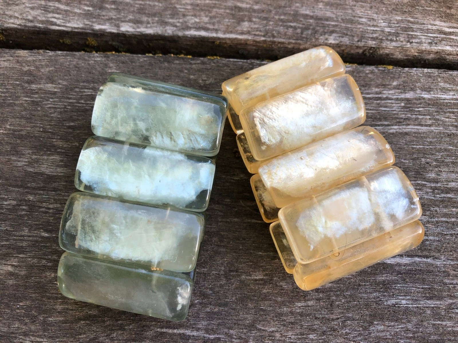 Lot of 2 Stretch Rectangle Simulated Stone Bracelets