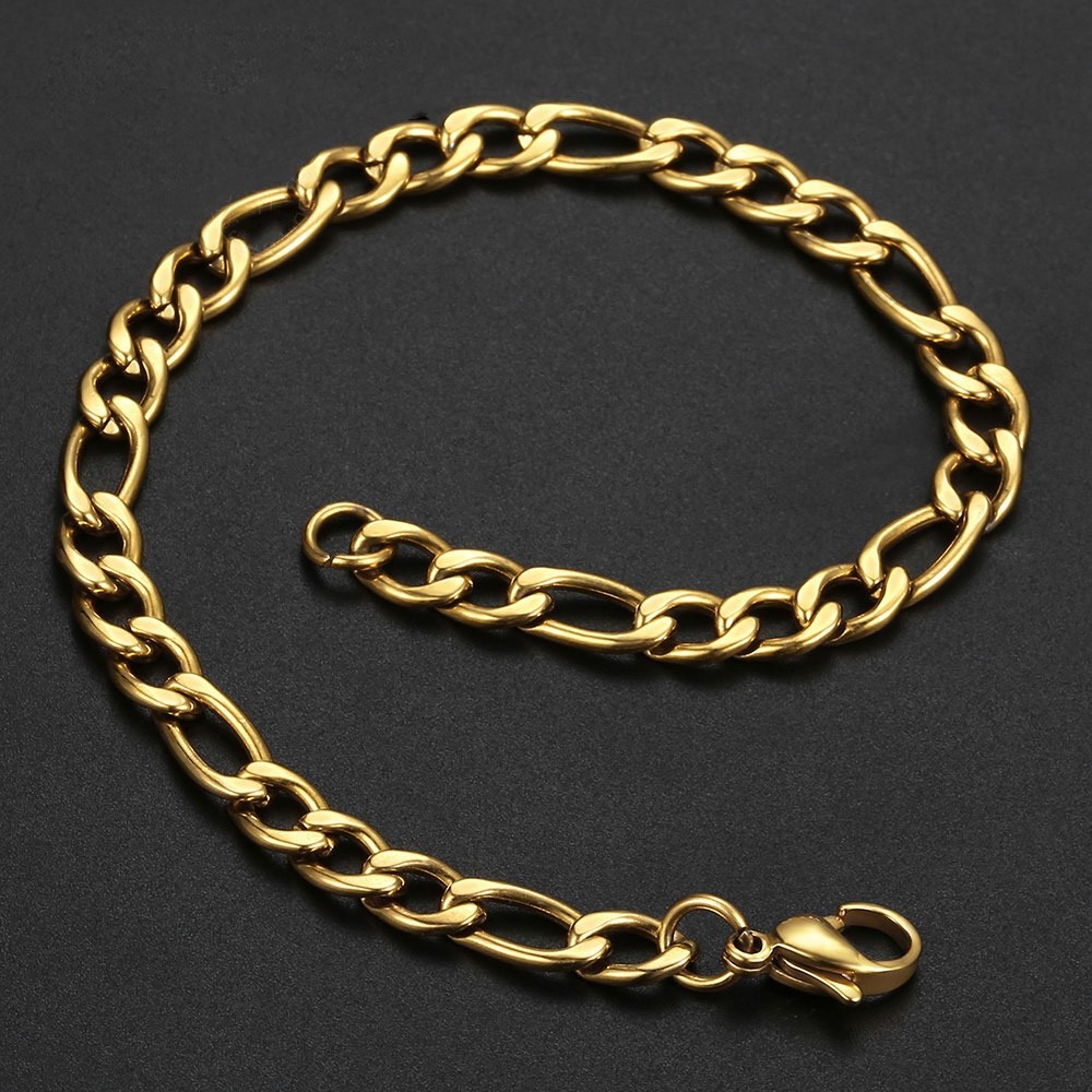 Stainless Steel Figaro Chain Lobster Bracelet 7″-10″ Men Women 3-12mm N71
