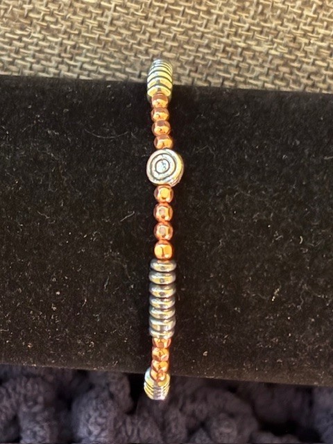 copper and hematite stretch bracelet