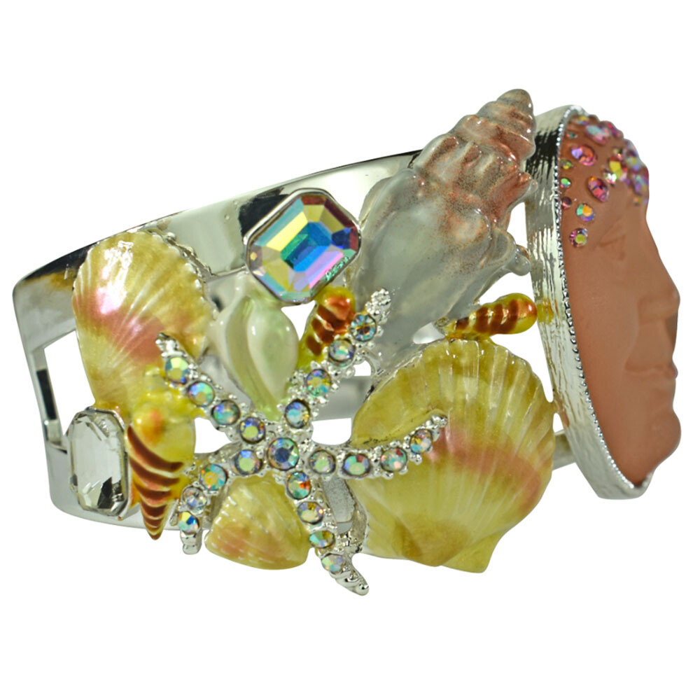 Kirks Folly Sweet Summer Shells Goddess Seaview Moon Cuff Bracelet sst Large