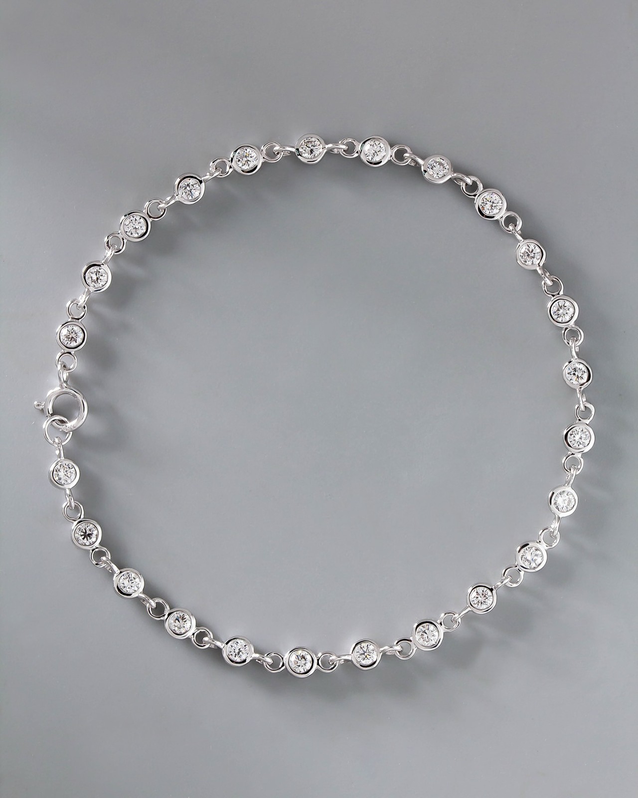 Round Cut Bezel Set Moissanite Bracelet 925 Silver Brilliant Anniversary Gift