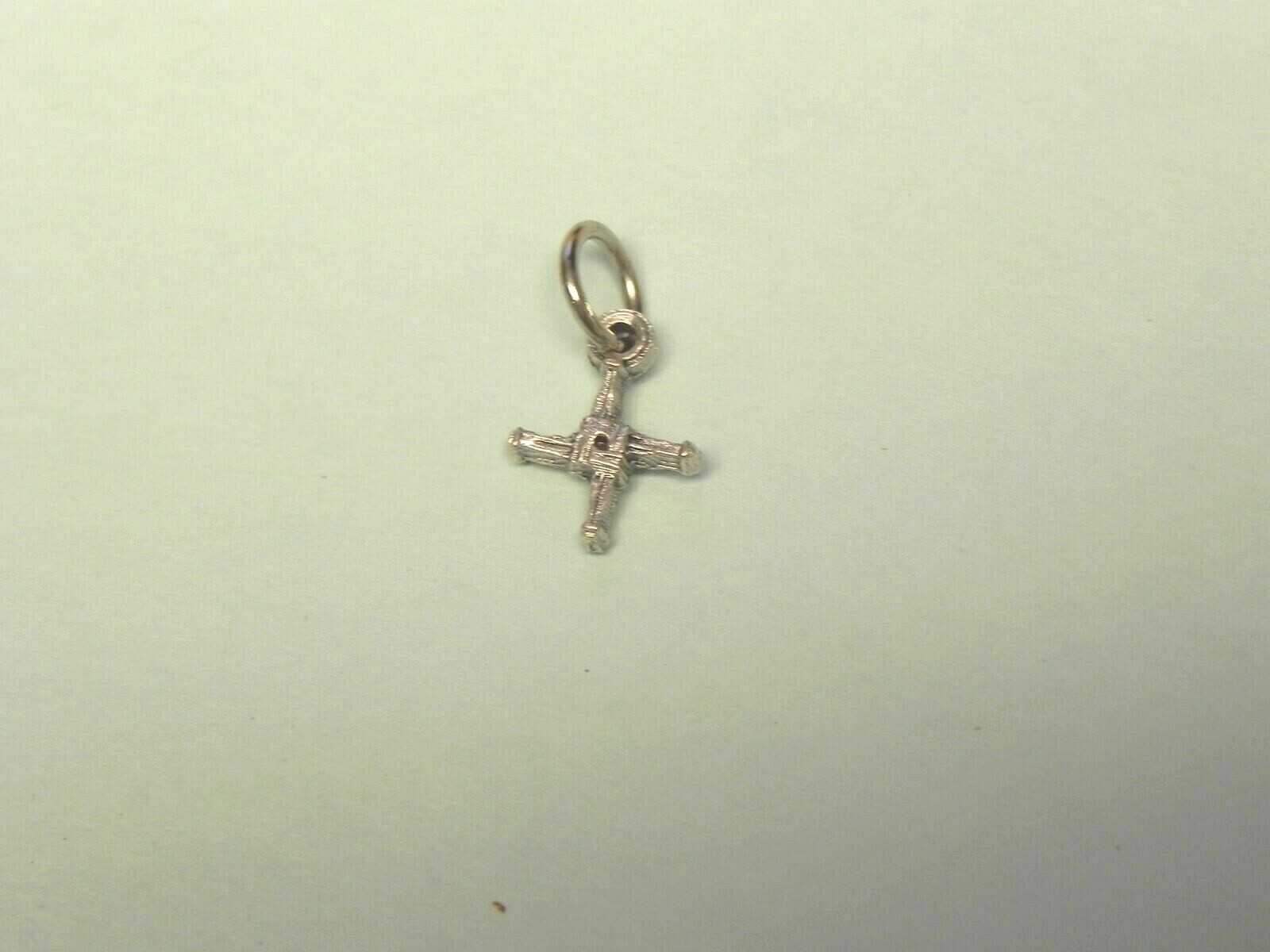 St Brigid Cross Charm TINY Irish Patron Saint Silver Tone Pewter Brigids Kildare