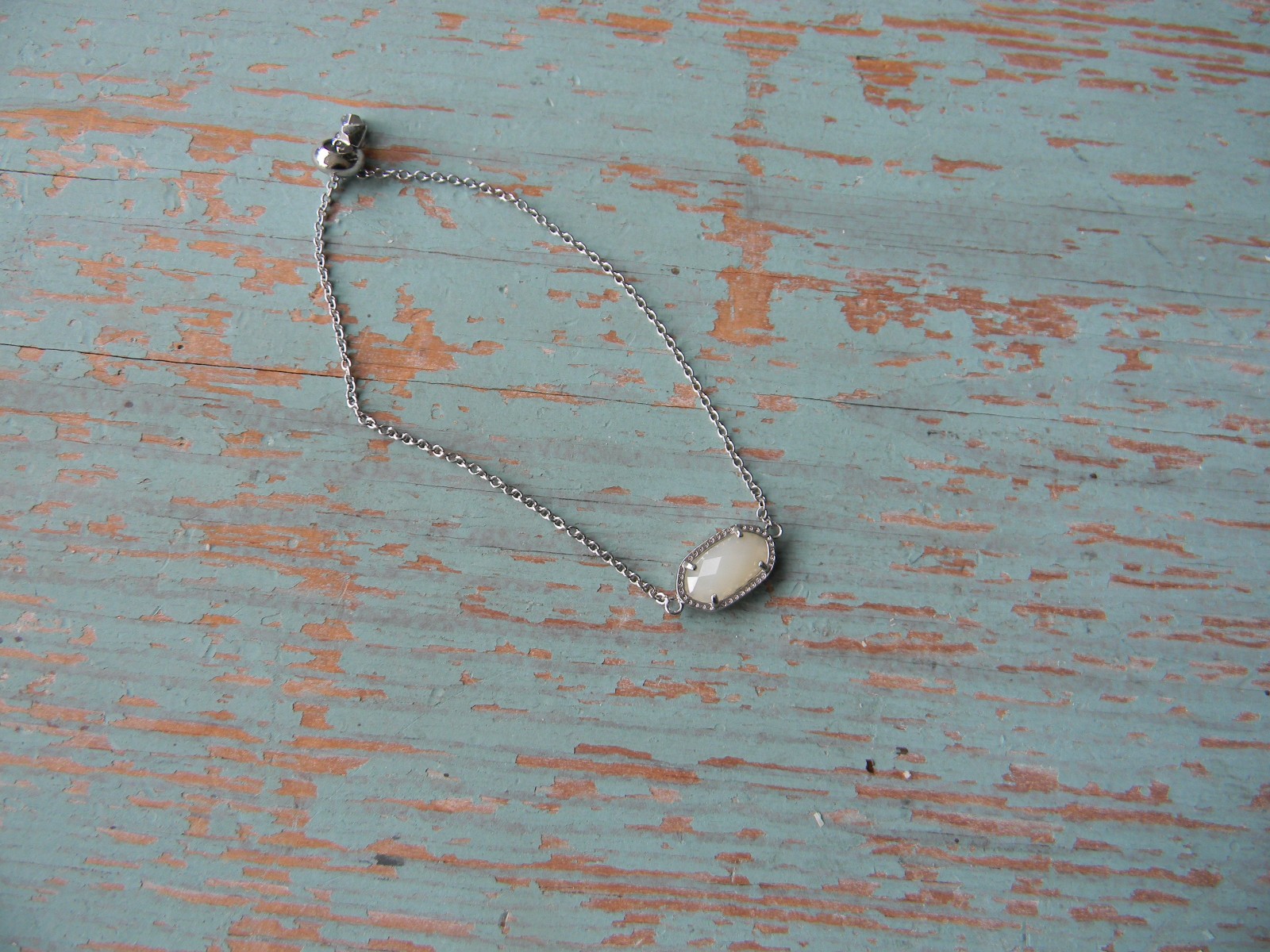 Kendra Scott Elaina Adjustable Chain Bracelet FAUX SILVER IVORY STONE