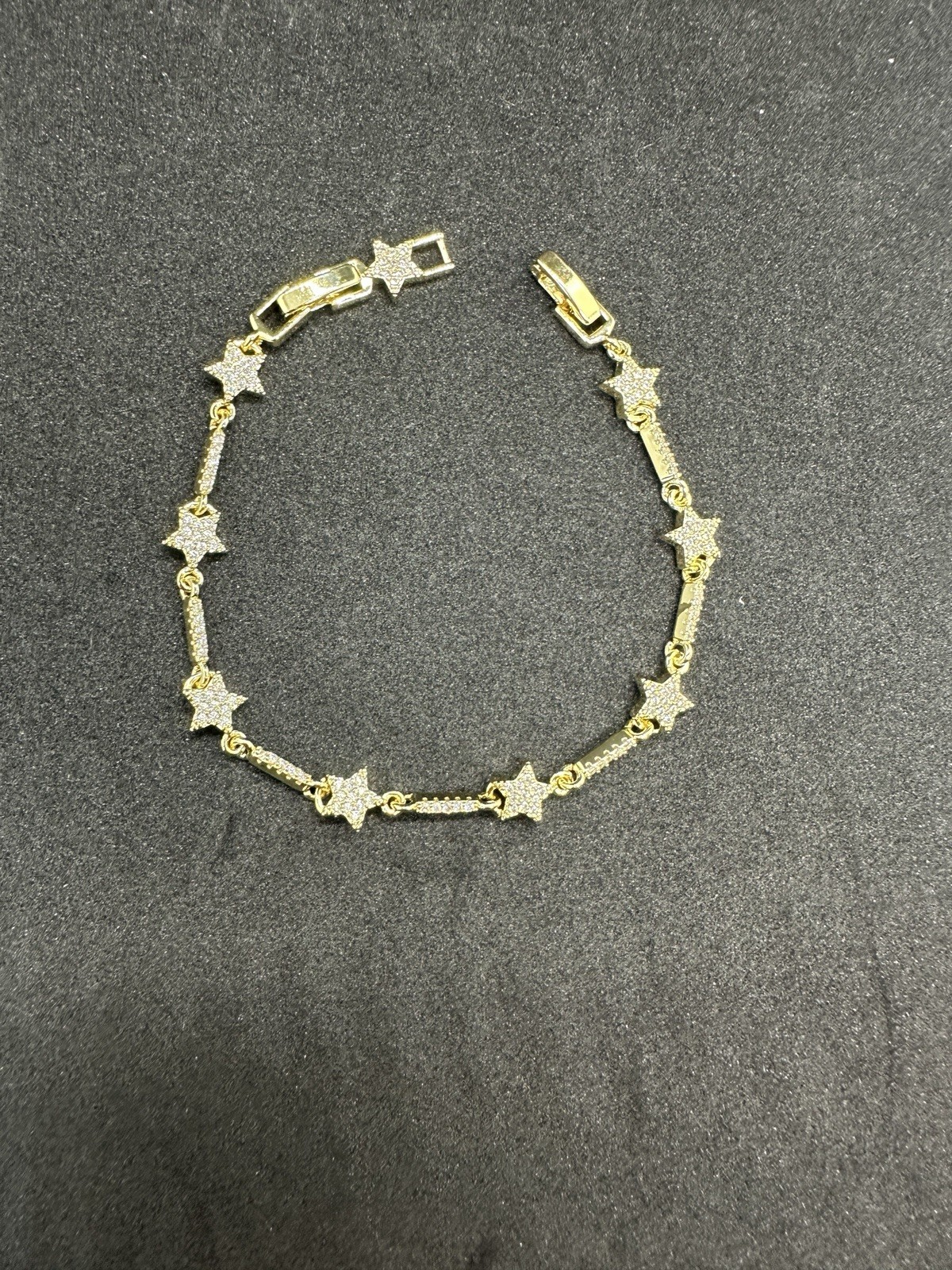 Gold Tone Star Charm Chain Bracelet 7″-7.5″ 14k Gold Plated