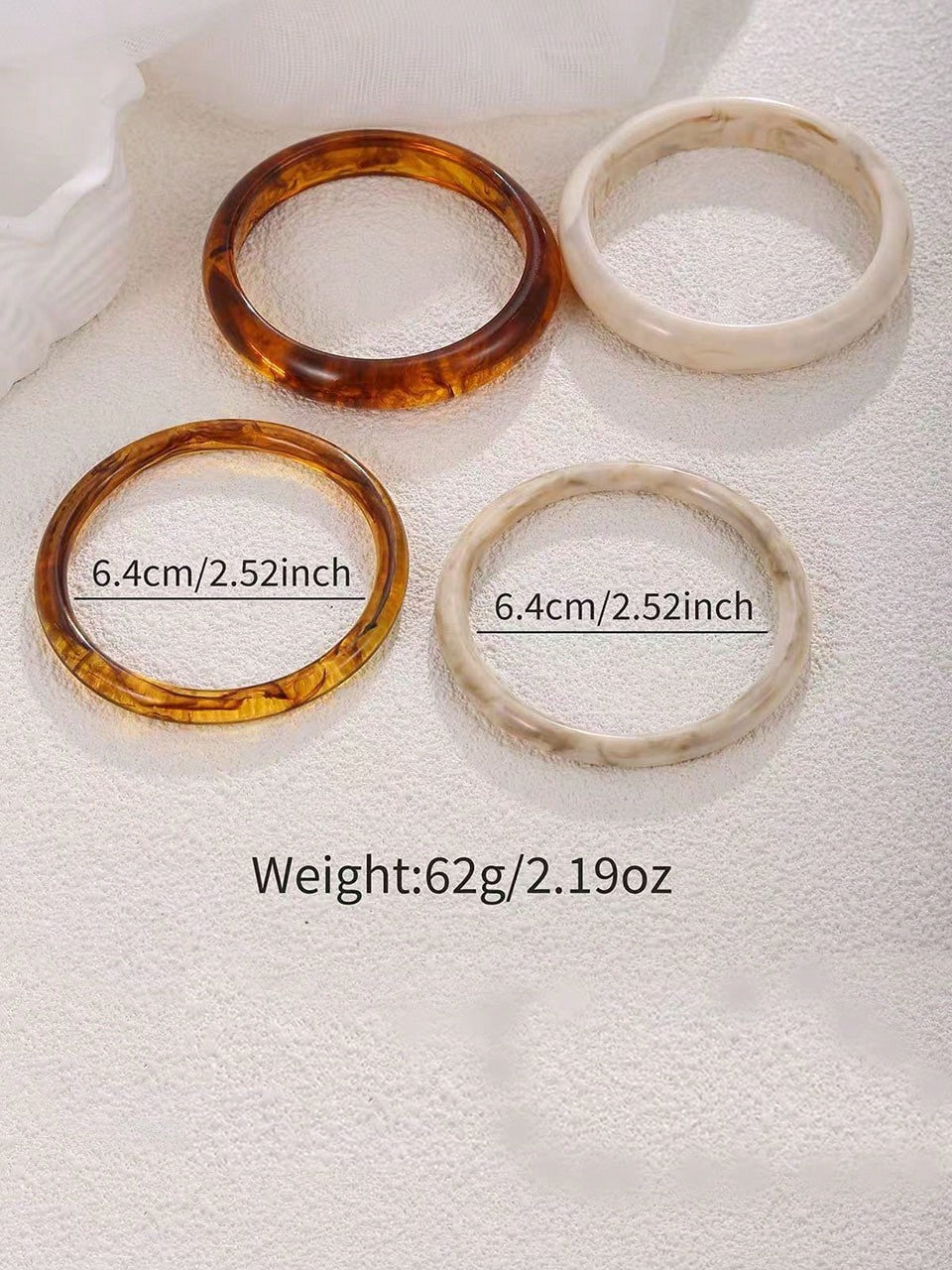 4pcs Multicolor Retro Acrylic Round Bangle Bracelets For Women