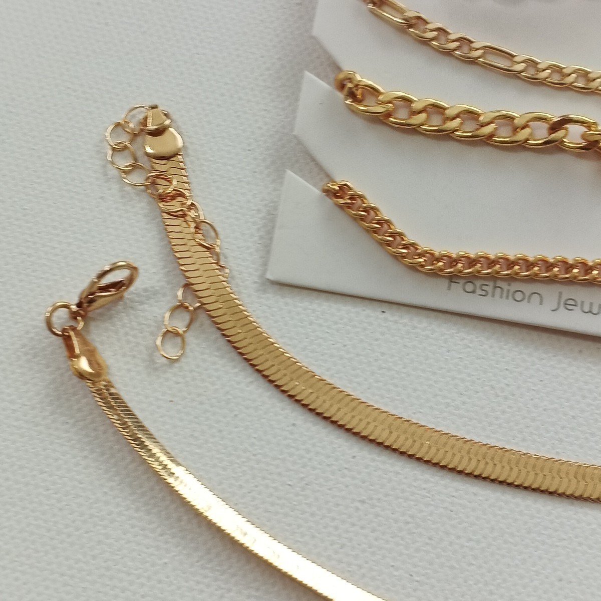 6pcs Fashion Chain Link Bracelet One Size Brass Plated Gold
