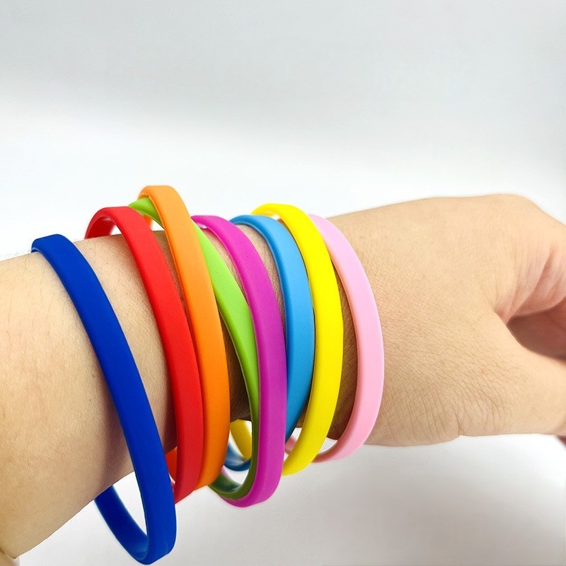 10 20 Pcs Lot Silicone Bracelet Blank Wristband Multi Color Thin Wrist Band