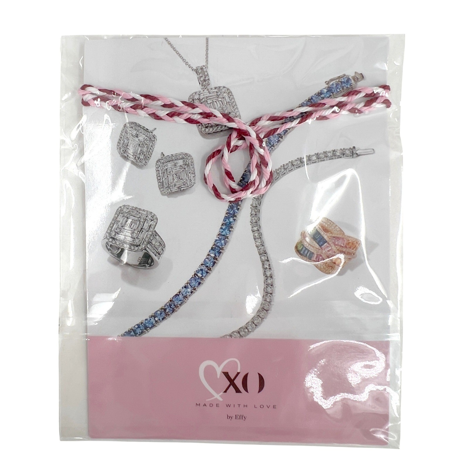 NEW Effy Womens Royal Rope Bracelet Pink Burgundy XO Heart Braided Cruise Sealed