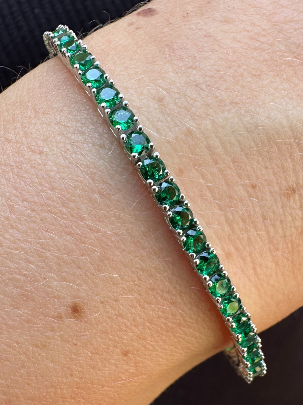 3mm Green CZ Tennis Bracelet Real Iced 925 Sterling Silver Mens Ladies 6-8.5″