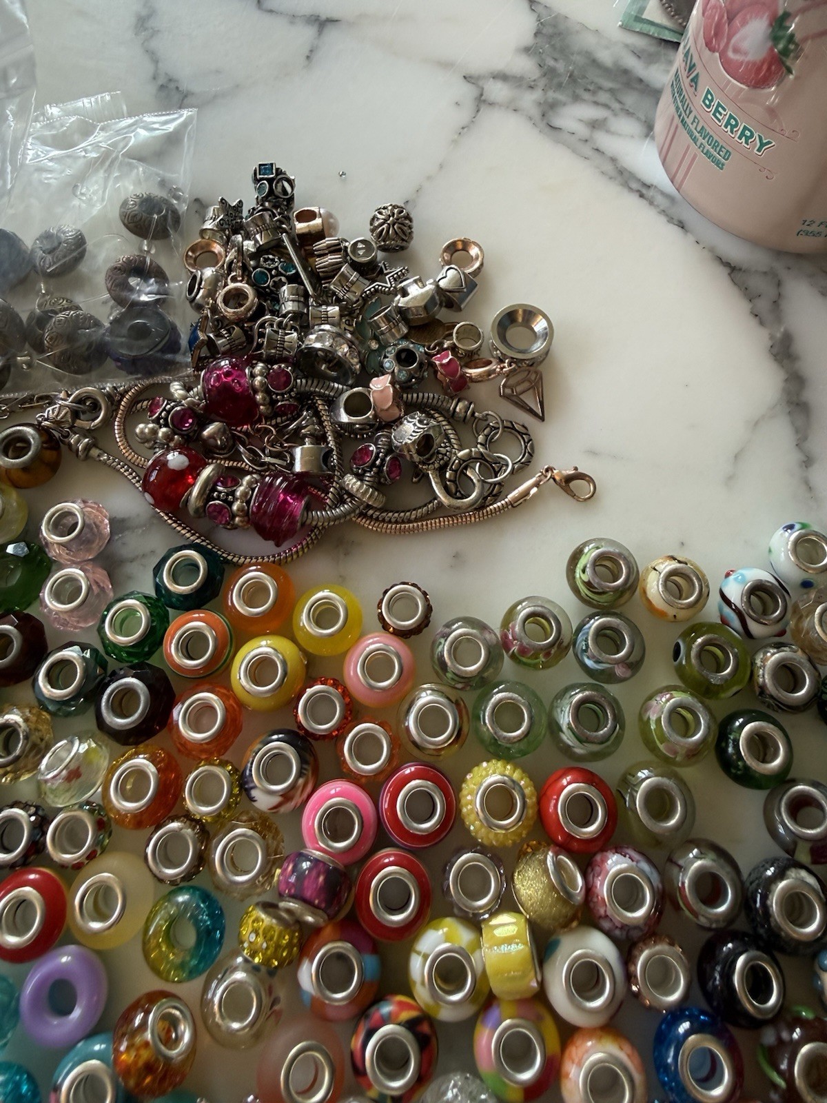 Over 700 European Style Beads Inc Murano Lamp Work Clay Ceramic Plastic & Charms