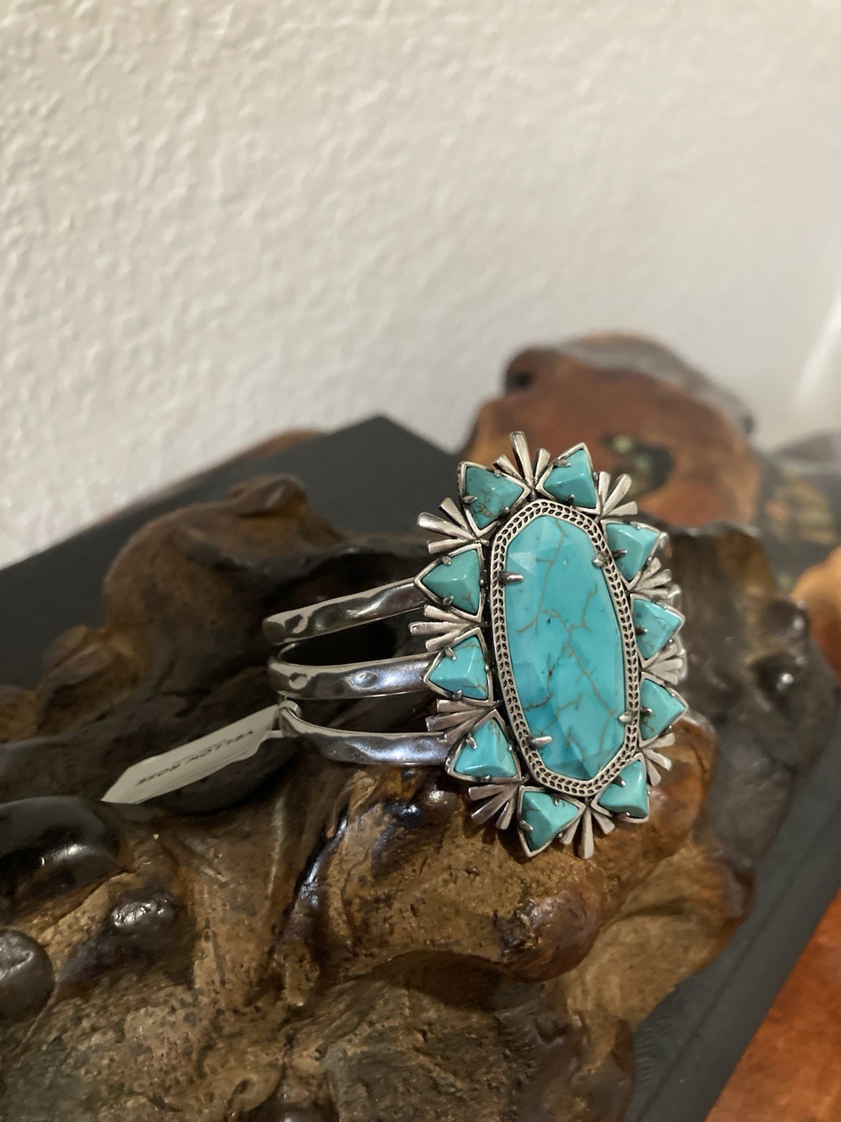Kendra Scott Havana Turquoise Vintage Silver Cuff Bracelet Yellow Rose NWT