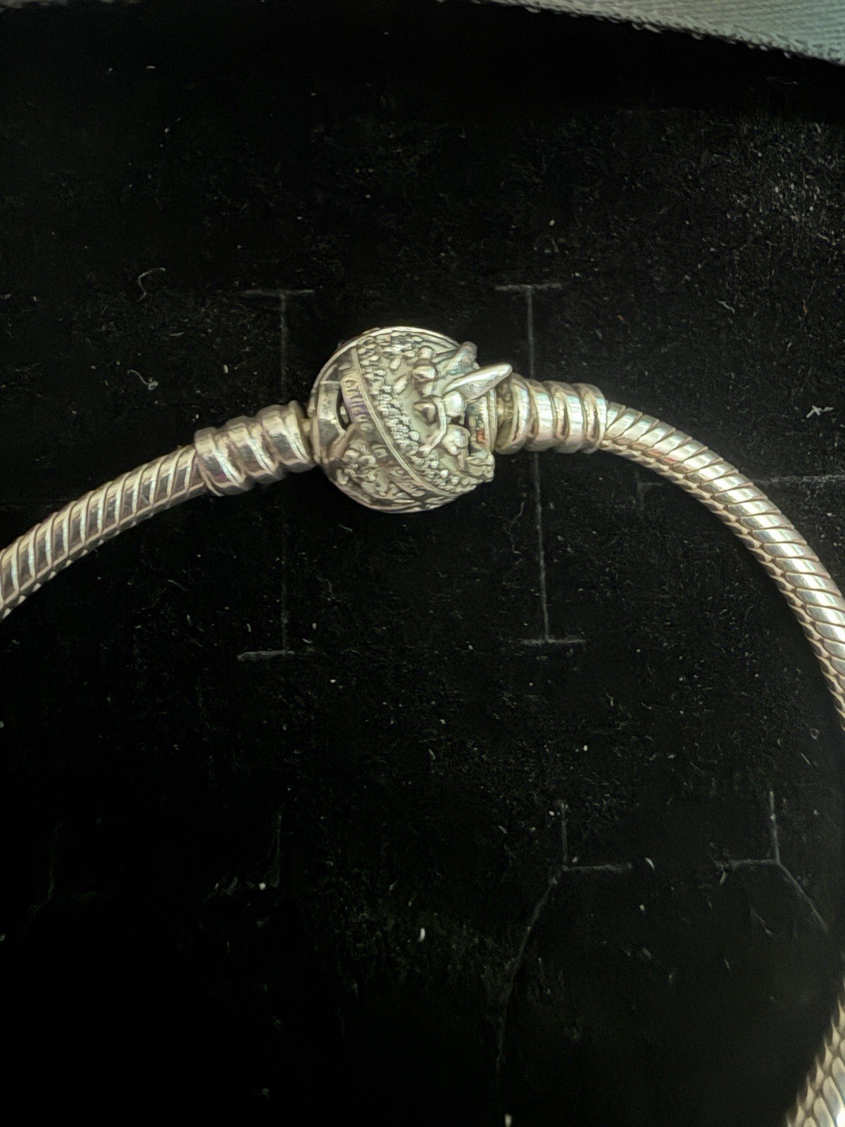 Disney Pandora Silver Snake Chain Tinkerbell Bracelet Size 18