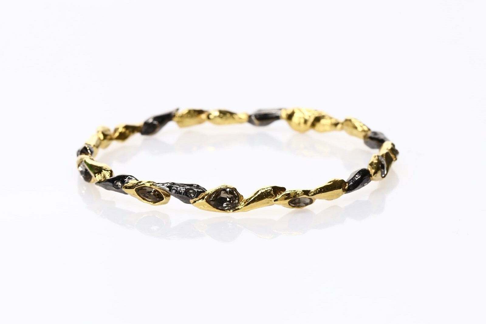 ALEXIS BITTAR Gold/Gunmetal/Crystal Bangle Bracelet 135194