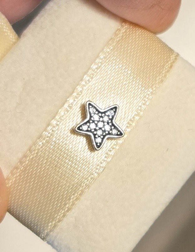 ~AUTHENTIC “PANDORA” ALE 925 STERLING SILVER w/ CZ FLOATING LOCKET “STAR” CHARM~