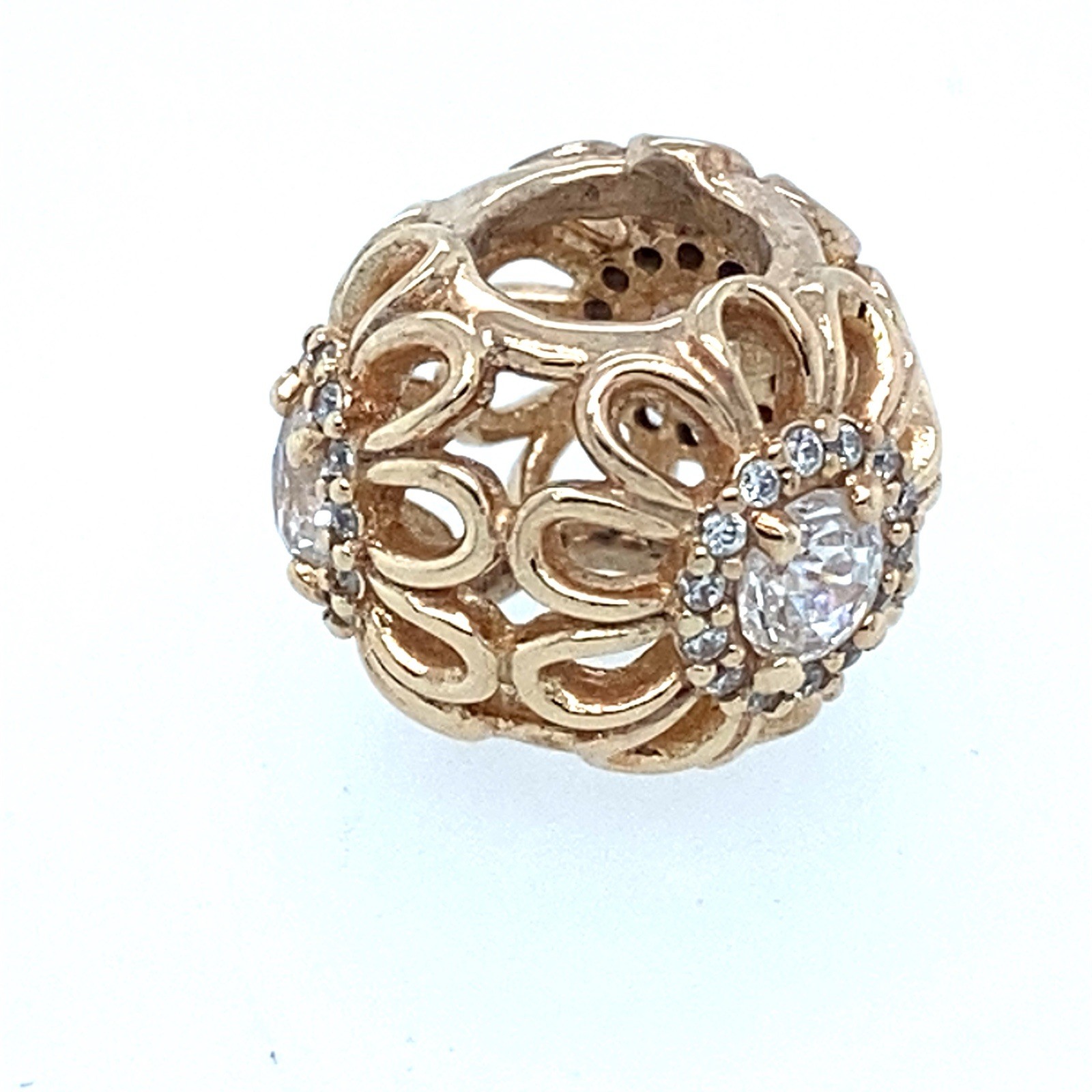 Pandora 14K Gold Floral Brilliance Flower Cutout Cubic Zirconia Bead Charm