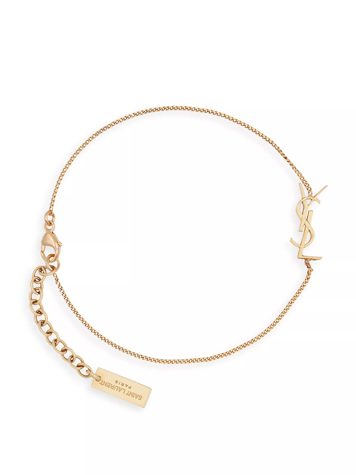 YSL Saint Laurent Charm Bracelet Crystal Brass Metal Gold!