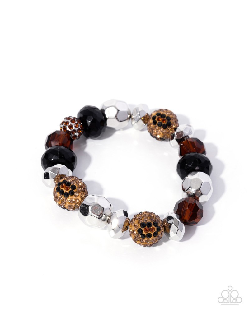 Paparazzi Beaded Bunch – Brown – Beads – Cheetah Inspired Rhinestones – Stretch