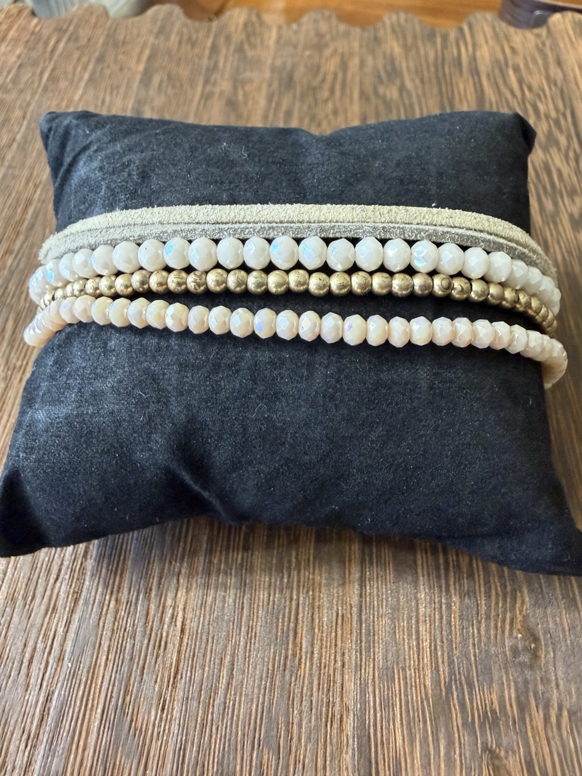 Multi Strand Beaded And Faux Suede Bracelet
