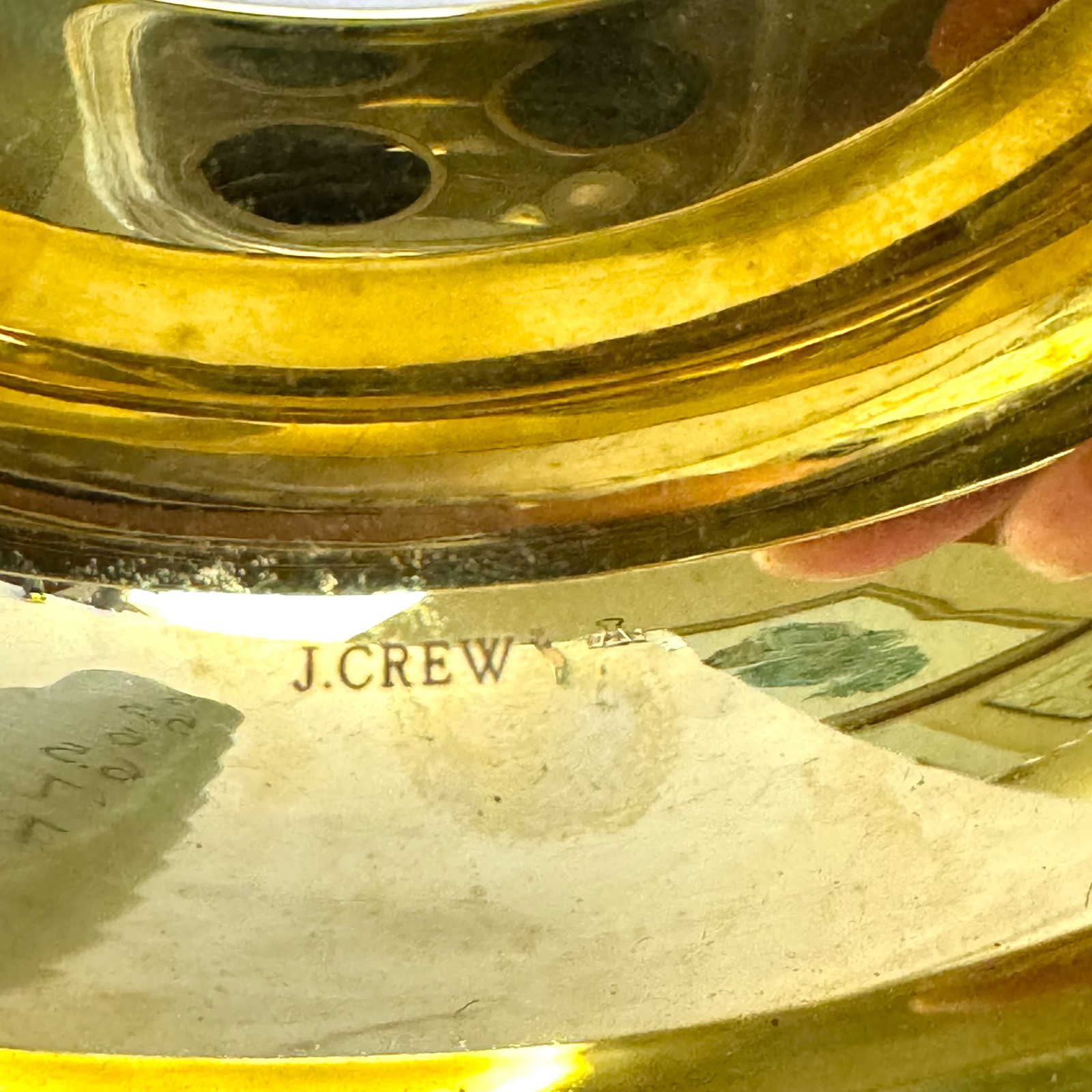 J Crew Gold Tone Bangle Large Chunky 5″ Wide Rounded Statement Bracelet Size 6.5