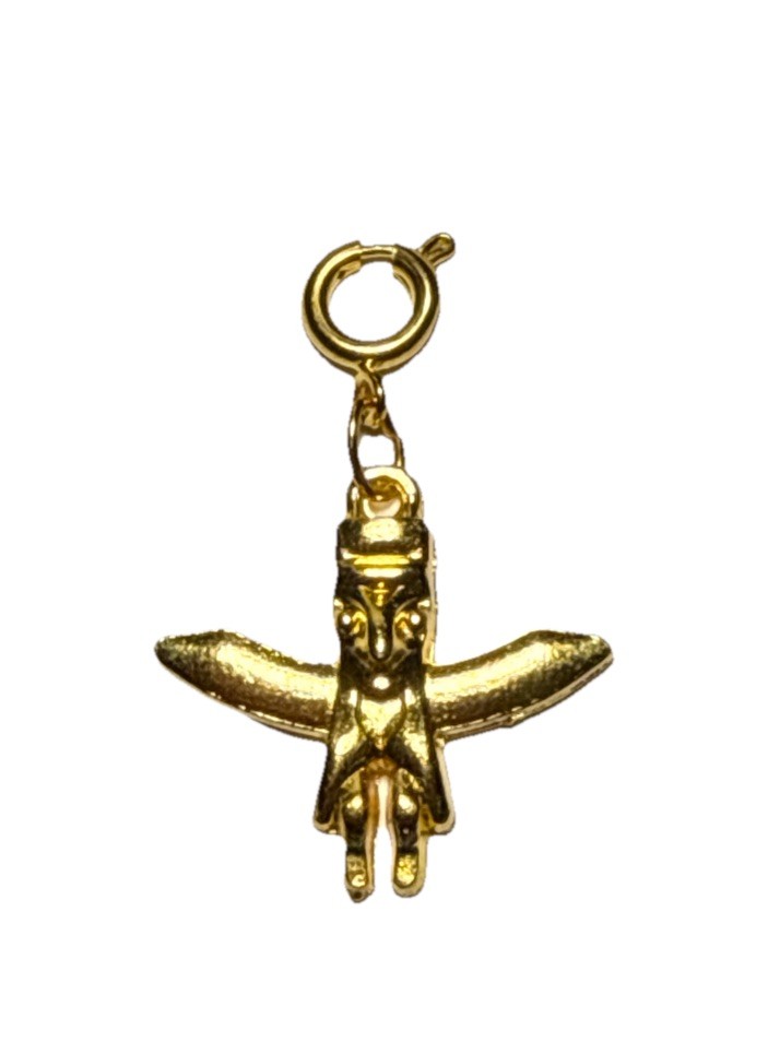 Diamonds Intl Native American Totem Pole Charm Gold Tone Spring Ring J-10D