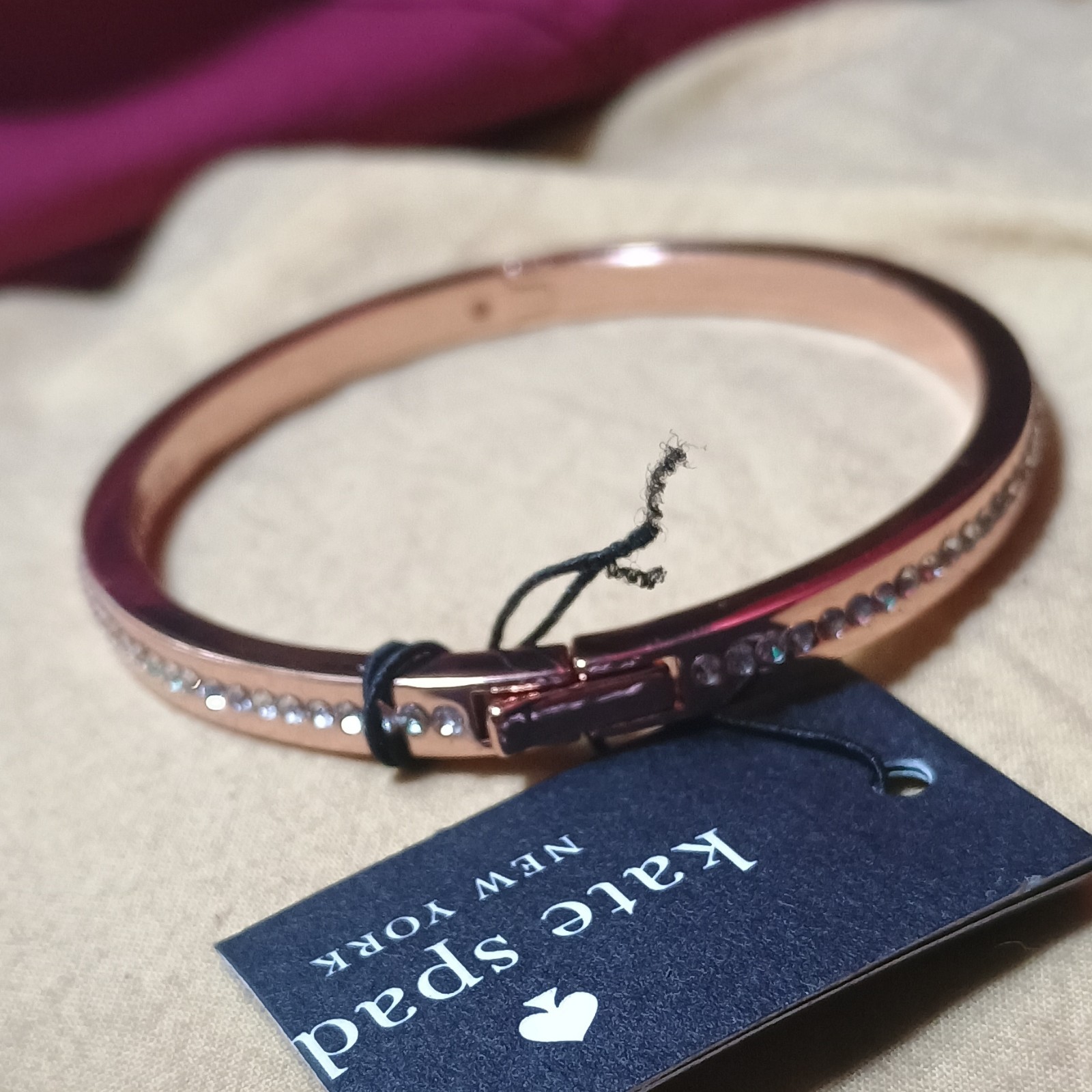 Kate Spade Ring It Up Pave Hinged Bangle O0RU2241 Rose Gold Bracelet Jewelry NEW