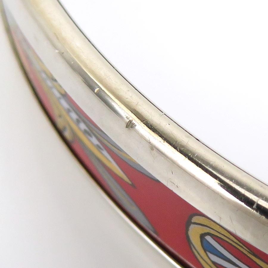 HERMES Bangle Bracelet Enamel Metal/Enamel Silver/Red/Multicoloured